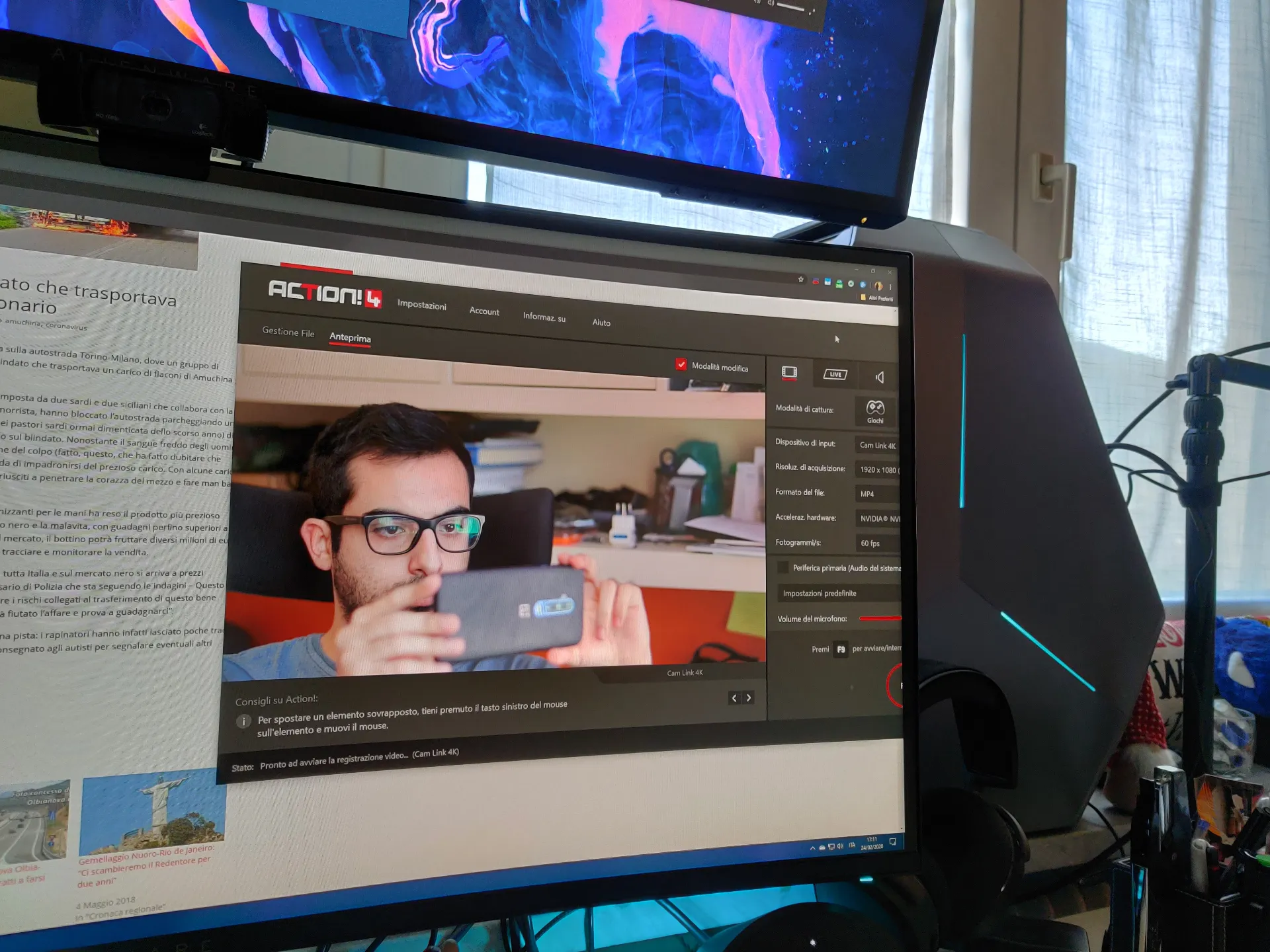 Luca Tornabene registra video corsi